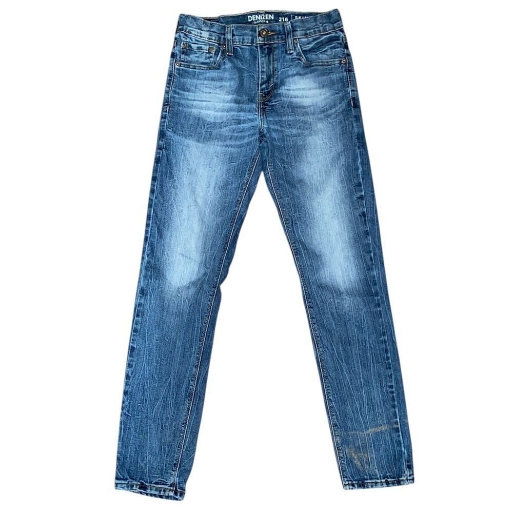 LEVI’S DENIZEN Mens/Boys 216 Skinny Fit Jeans Blue Distressed Size 26 x 32